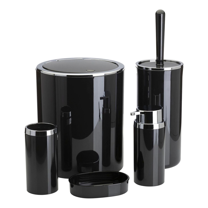 Juego de accesorios de baño CARMEN 5 pz negro/cromo brillante