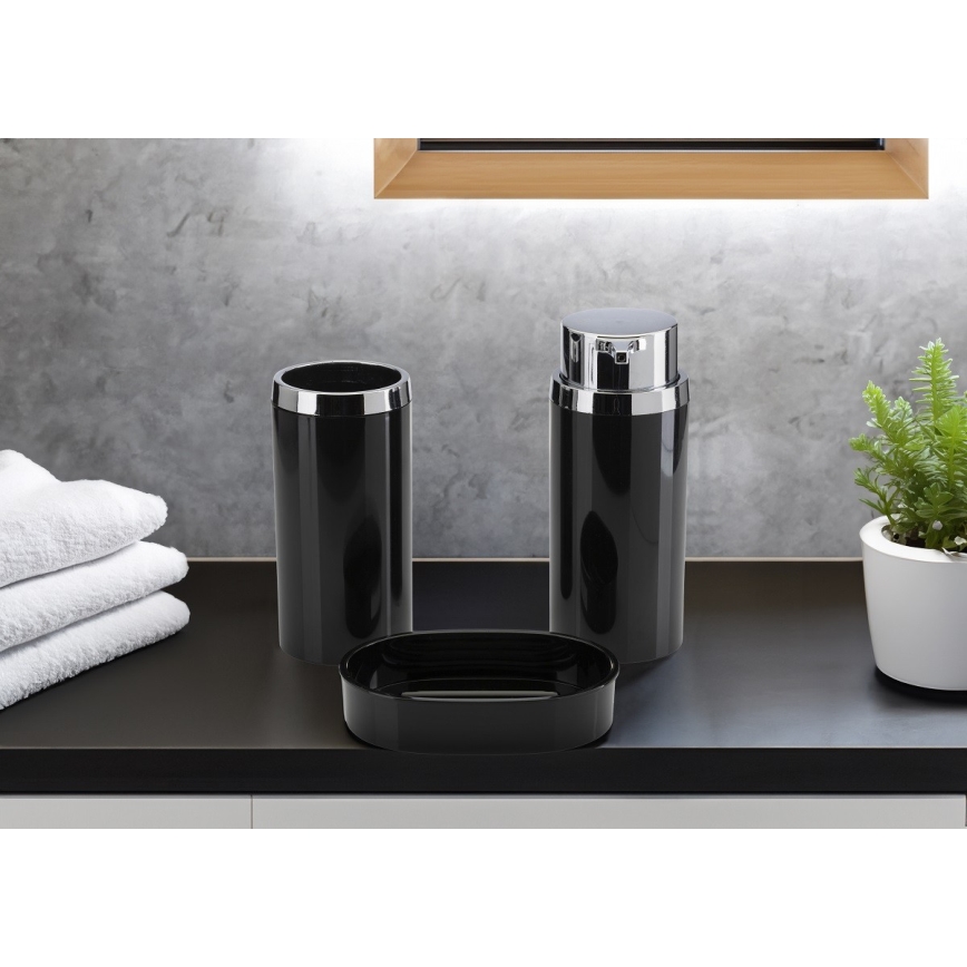 Juego de accesorios de baño CARMEN 5 pz negro/cromo brillante
