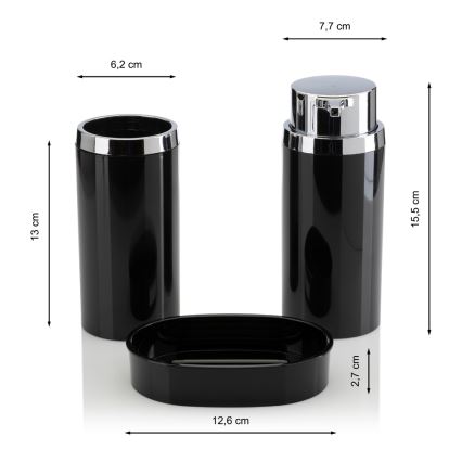 Juego de accesorios de baño CARMEN 5 pz negro/cromo brillante
