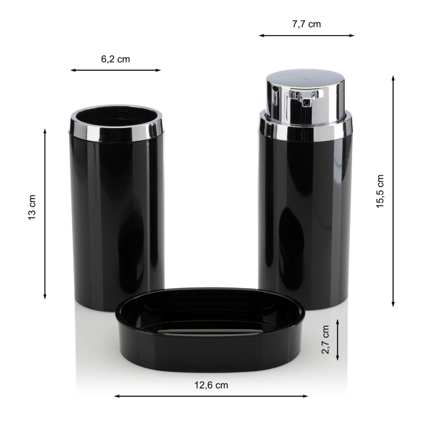 Juego de accesorios de baño CARMEN 5 pz negro/cromo brillante