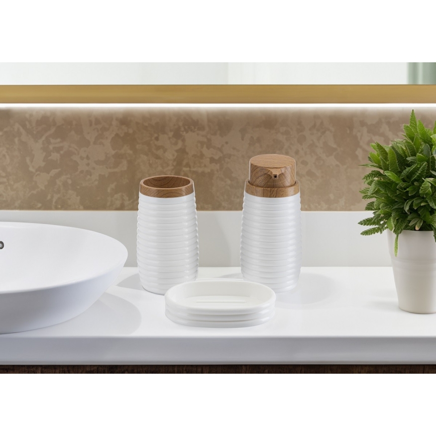 Juego de accesorios de baño CAROL 5 pz blanco/marrón