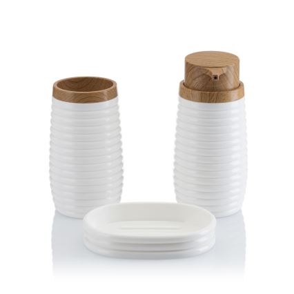 Juego de accesorios de baño CAROL 5 pz blanco/marrón