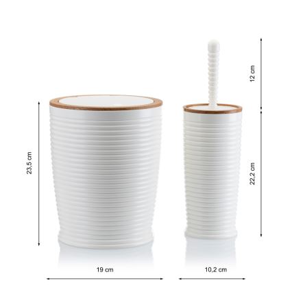 Juego de accesorios de baño CAROL 5 pz blanco/marrón