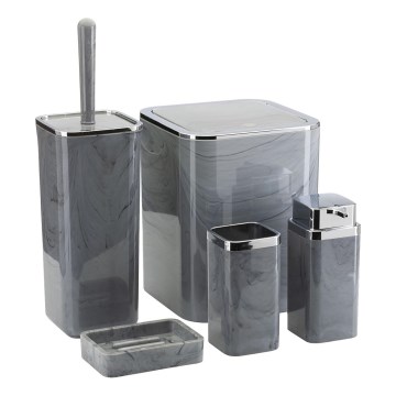 Juego de accesorios de baño GRIS 5 pz gris/cromo brillante