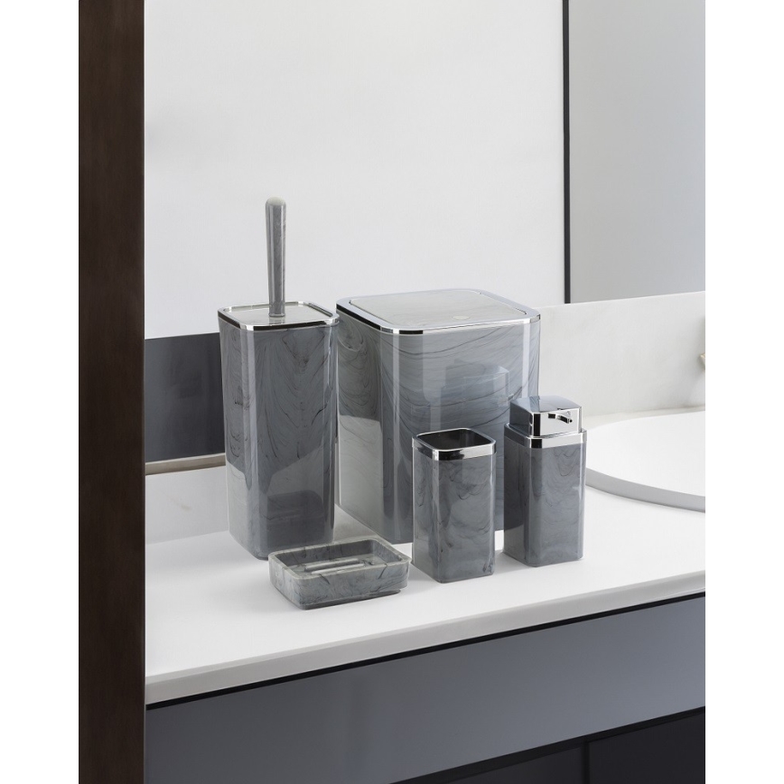 Juego de accesorios de baño GRIS 5 pz gris/cromo brillante