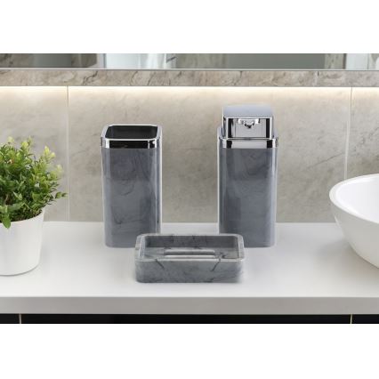 Juego de accesorios de baño GRIS 5 pz gris/cromo brillante