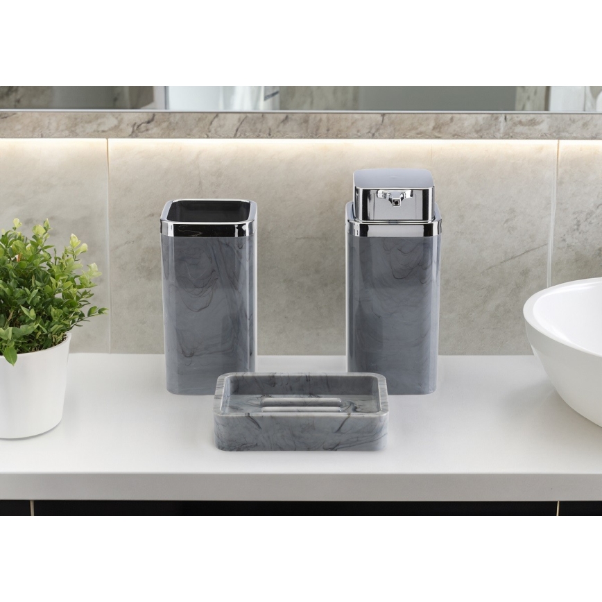 Juego de accesorios de baño GRIS 5 pz gris/cromo brillante