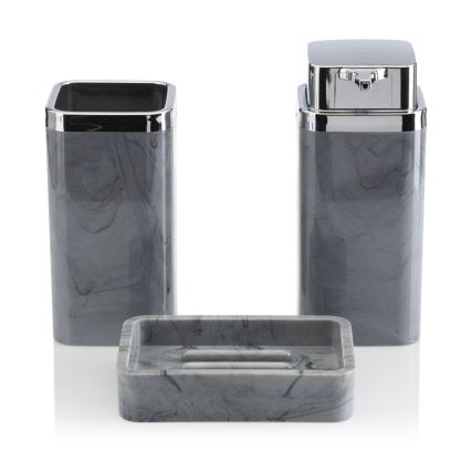 Juego de accesorios de baño GRIS 5 pz gris/cromo brillante