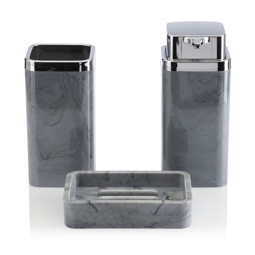 Juego de accesorios de baño GRIS 5 pz gris/cromo brillante