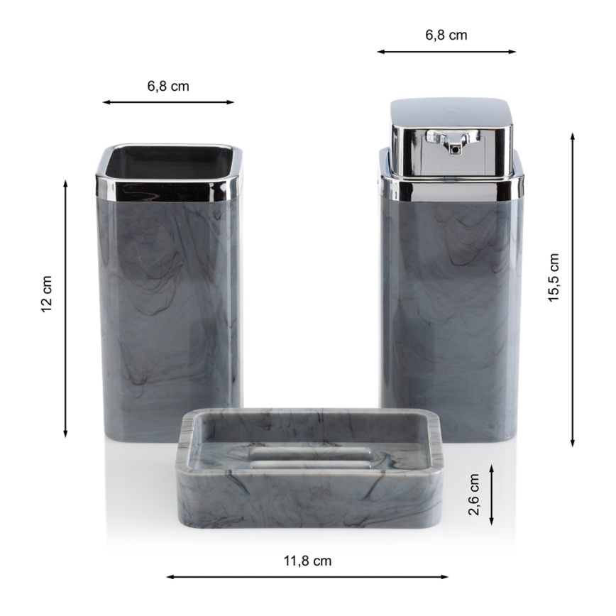 Juego de accesorios de baño GRIS 5 pz gris/cromo brillante