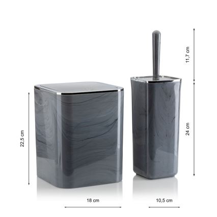 Juego de accesorios de baño GRIS 5 pz gris/cromo brillante