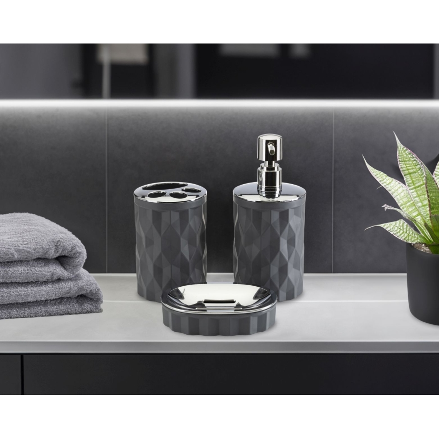 Juego de accesorios de baño REINA 5 pz antracita/cromo brillante