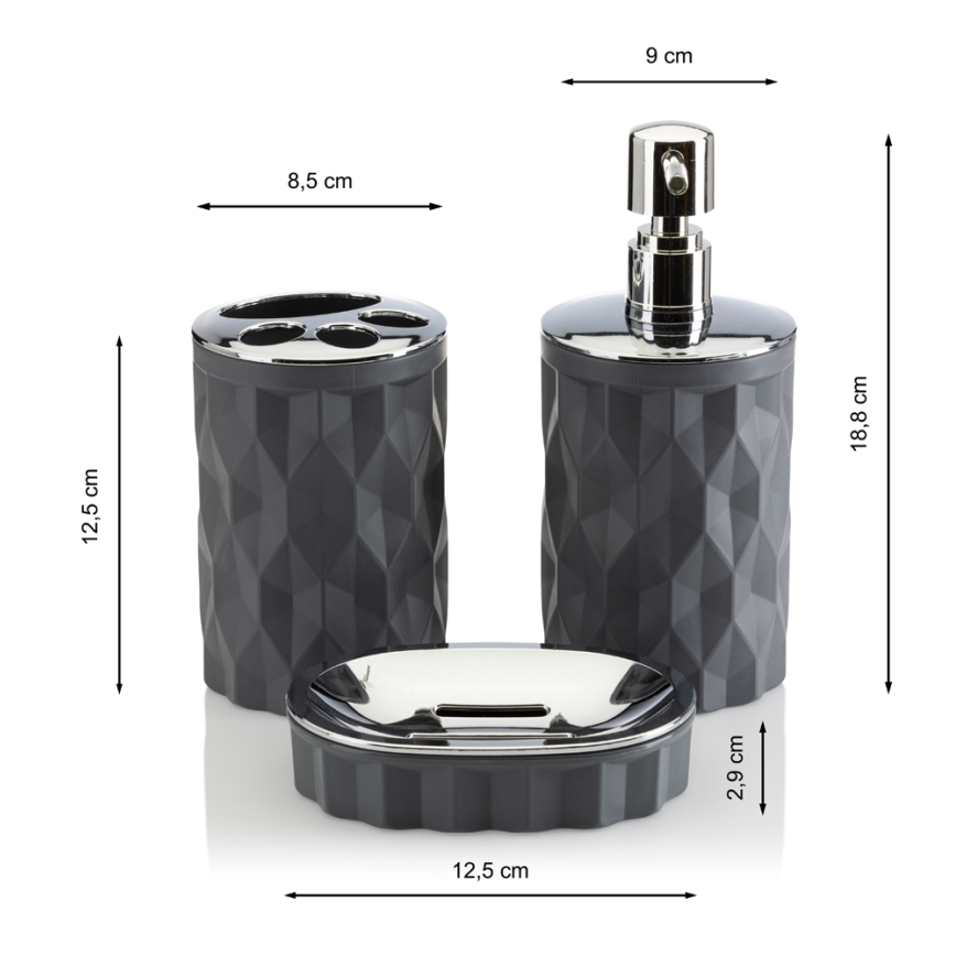 Juego de accesorios de baño REINA 5 pz antracita/cromo brillante