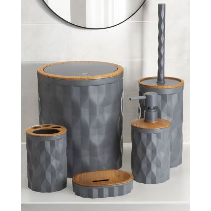 Juego de accesorios de baño REINA 5 pz antracita/marrón