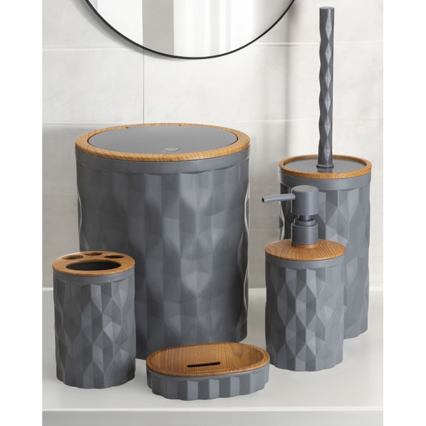 Juego de accesorios de baño REINA 5 pz antracita/marrón
