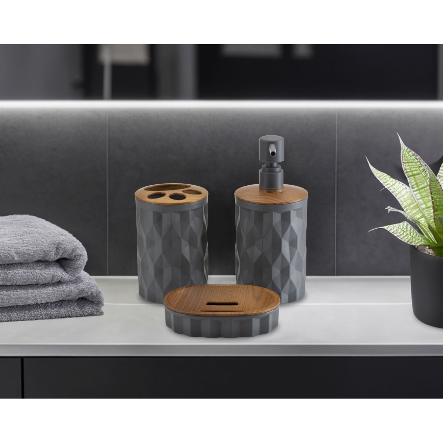 Juego de accesorios de baño REINA 5 pz antracita/marrón