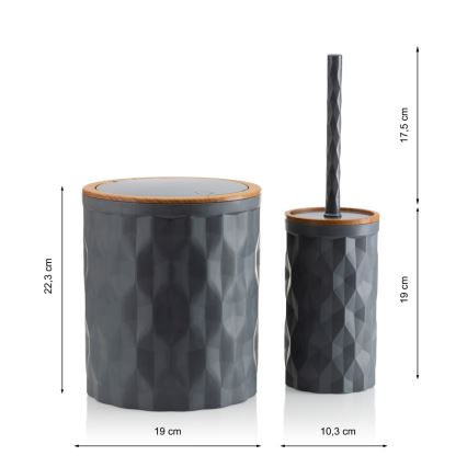 Juego de accesorios de baño REINA 5 pz antracita/marrón