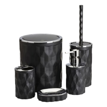 Juego de accesorios de baño REINA 5 pz negro/cromo brillante