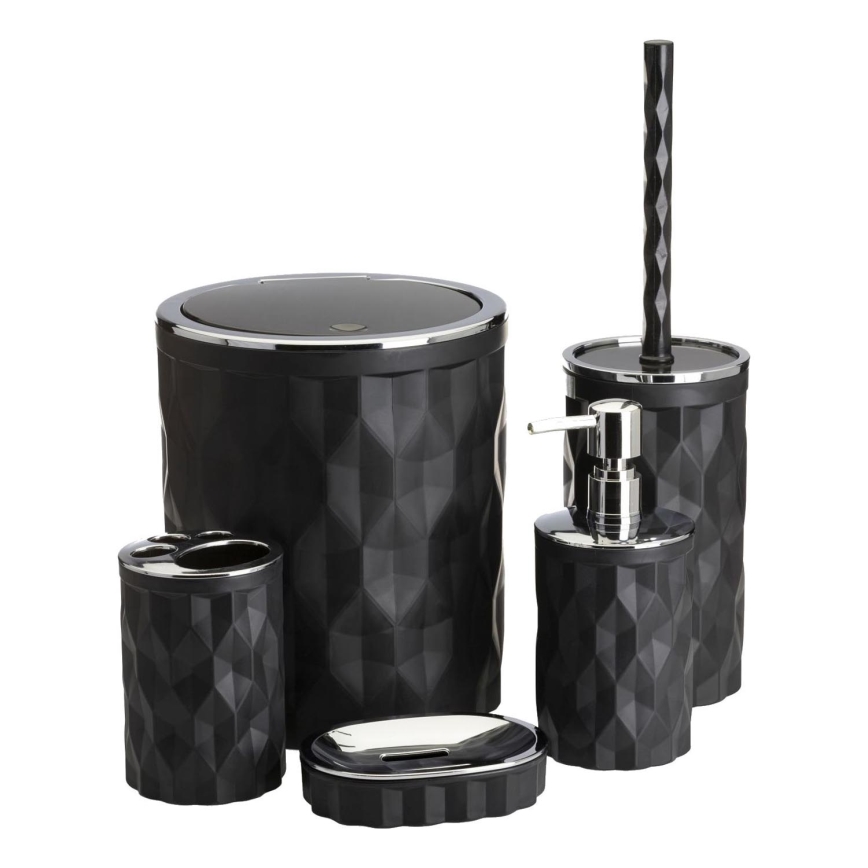 Juego de accesorios de baño REINA 5 pz negro/cromo brillante