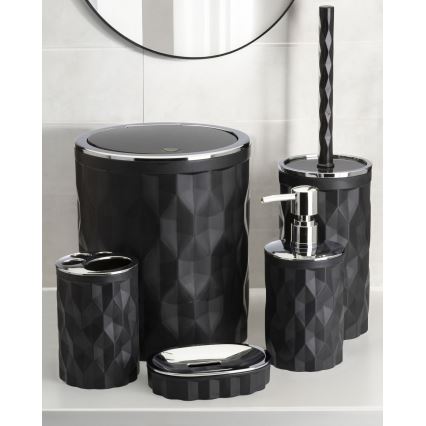 Juego de accesorios de baño REINA 5 pz negro/cromo brillante
