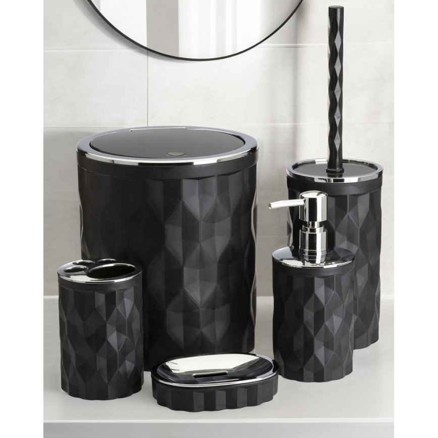 Juego de accesorios de baño REINA 5 pz negro/cromo brillante