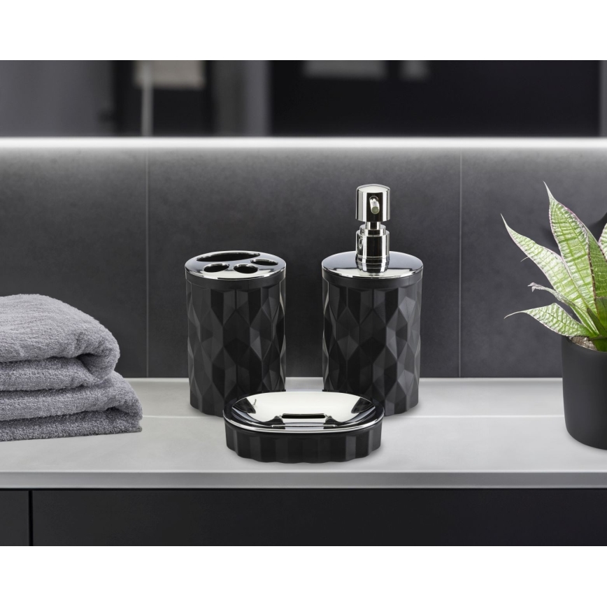 Juego de accesorios de baño REINA 5 pz negro/cromo brillante