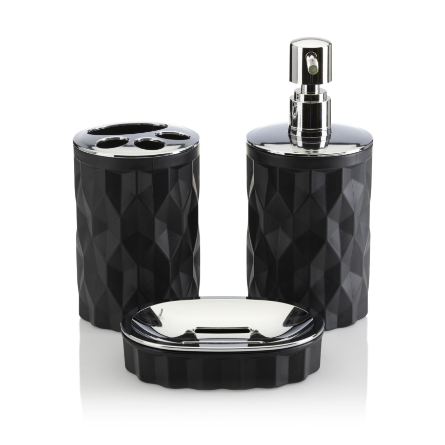 Juego de accesorios de baño REINA 5 pz negro/cromo brillante