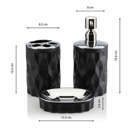 Juego de accesorios de baño REINA 5 pz negro/cromo brillante