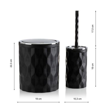 Juego de accesorios de baño REINA 5 pz negro/cromo brillante