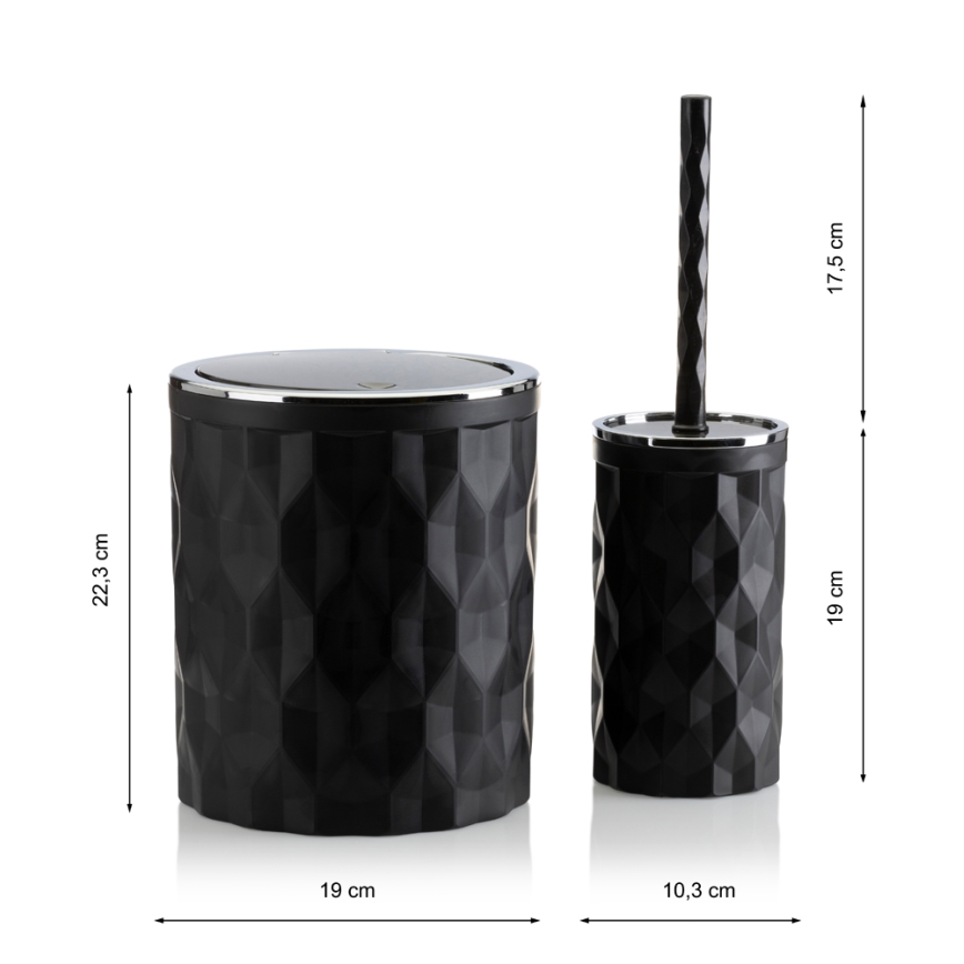 Juego de accesorios de baño REINA 5 pz negro/cromo brillante