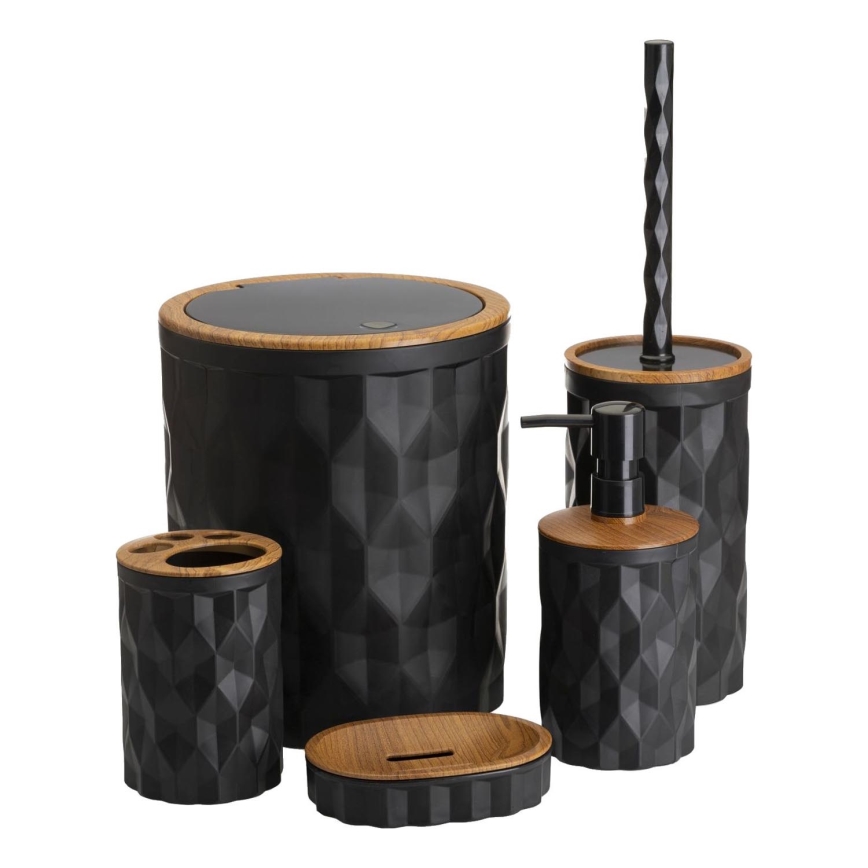 Juego de accesorios de baño REINA 5 pz negro/marrón