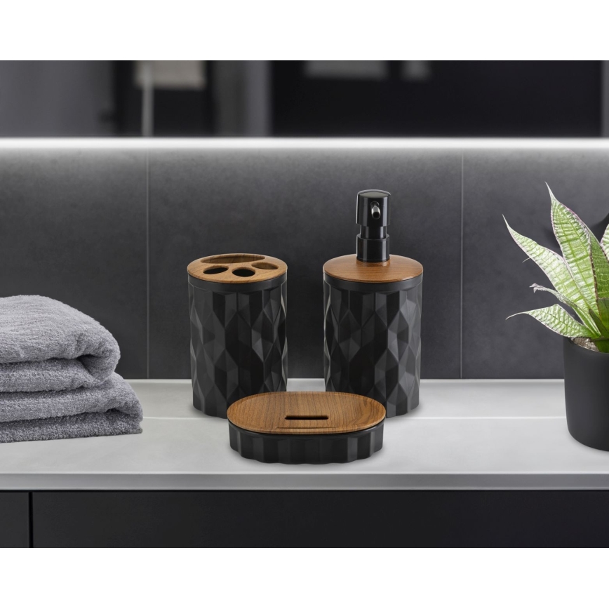 Juego de accesorios de baño REINA 5 pz negro/marrón