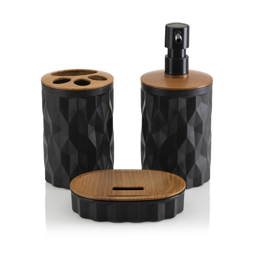 Juego de accesorios de baño REINA 5 pz negro/marrón