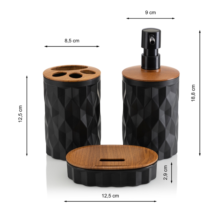 Juego de accesorios de baño REINA 5 pz negro/marrón