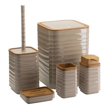 Juego de accesorios de baño WAVE 5 pz beige/marrón