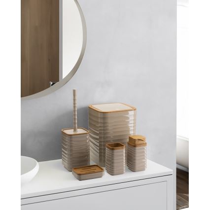 Juego de accesorios de baño WAVE 5 pz beige/marrón