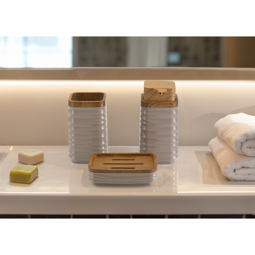 Juego de accesorios de baño WAVE 5 pz beige/marrón