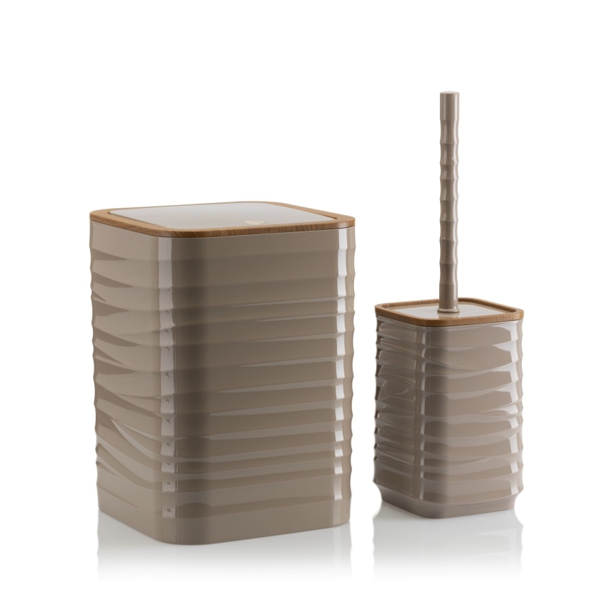 Juego de accesorios de baño WAVE 5 pz beige/marrón
