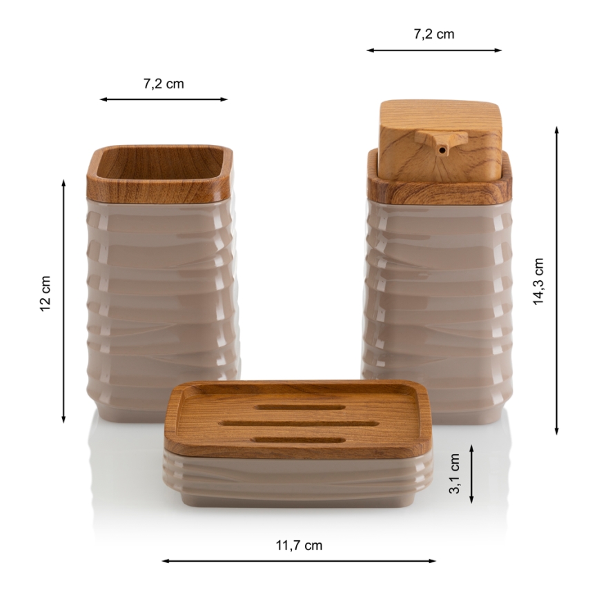 Juego de accesorios de baño WAVE 5 pz beige/marrón