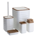 Juego de accesorios de baño WAVE 5 pz blanco/marrón