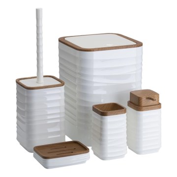 Juego de accesorios de baño WAVE 5 pz blanco/marrón