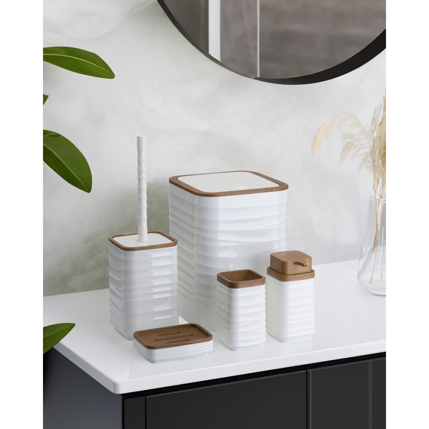 Juego de accesorios de baño WAVE 5 pz blanco/marrón