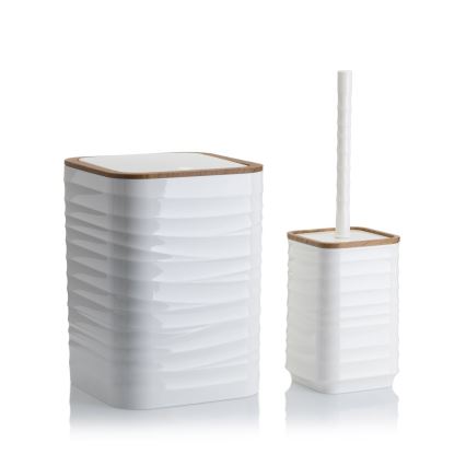 Juego de accesorios de baño WAVE 5 pz blanco/marrón