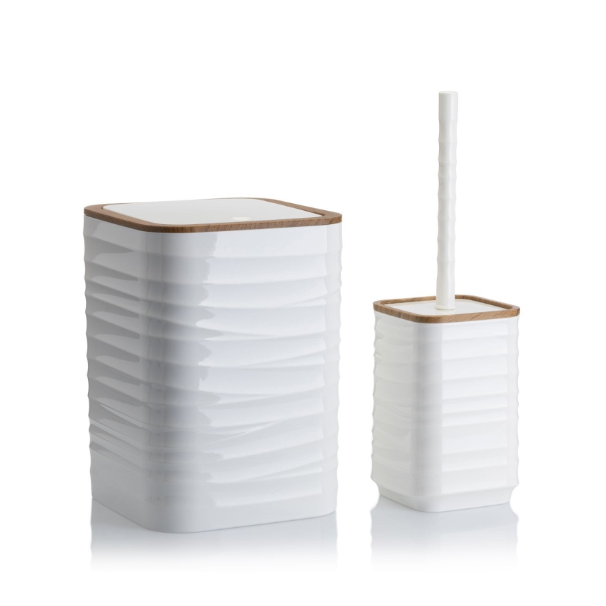 Juego de accesorios de baño WAVE 5 pz blanco/marrón