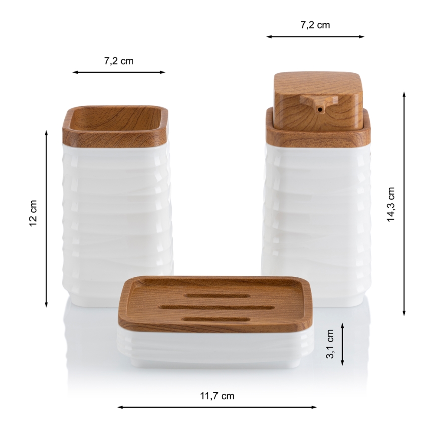 Juego de accesorios de baño WAVE 5 pz blanco/marrón