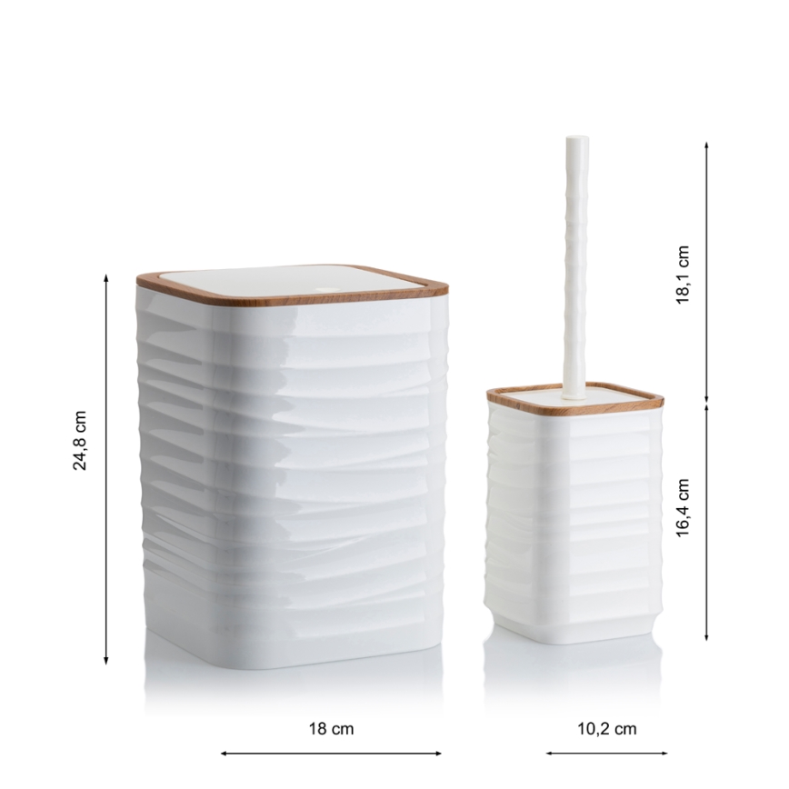 Juego de accesorios de baño WAVE 5 pz blanco/marrón