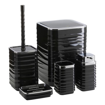 Juego de accesorios de baño WAVE 5 pz negro/cromo brillante