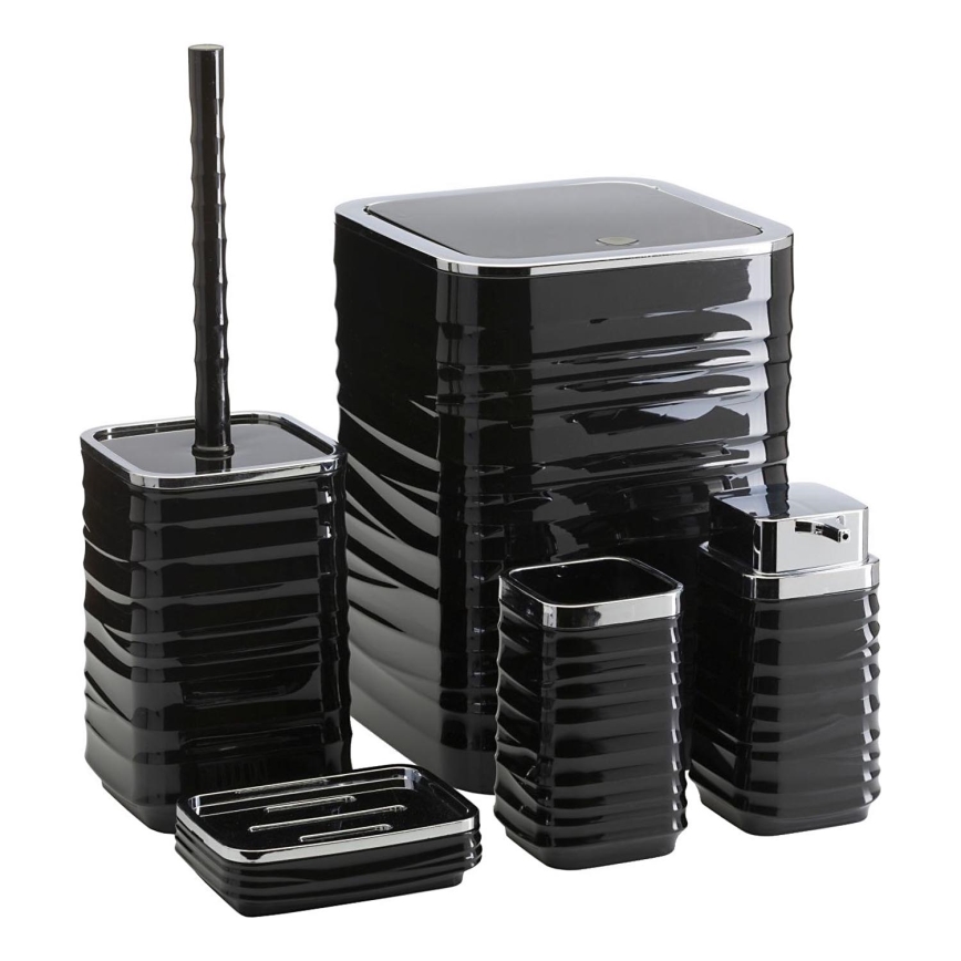 Juego de accesorios de baño WAVE 5 pz negro/cromo brillante