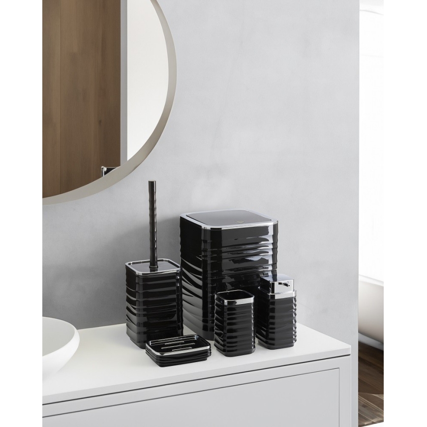 Juego de accesorios de baño WAVE 5 pz negro/cromo brillante