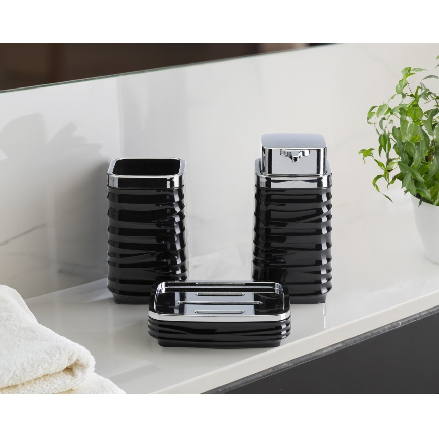 Juego de accesorios de baño WAVE 5 pz negro/cromo brillante